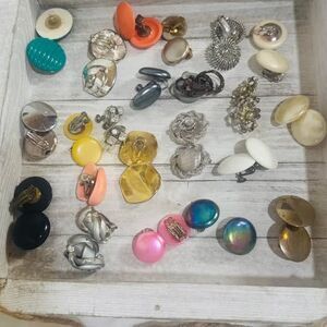 Vintage Clip-On Earrings Lot – Colorful Retro Costume Jewelry